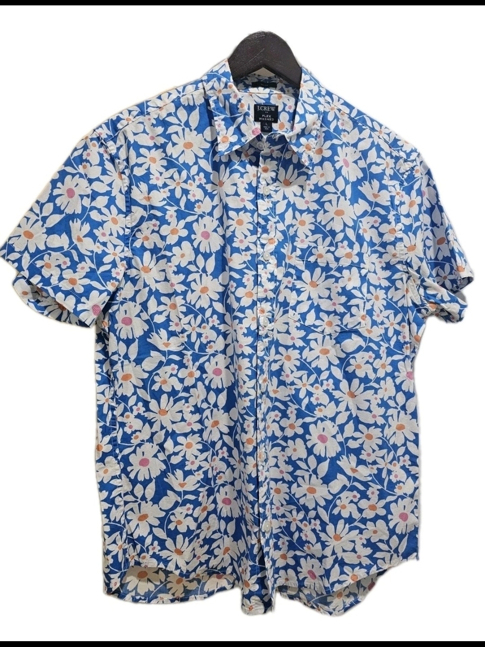 J. Crew Blue Floral Short-Sleeve Button-Down Shirt